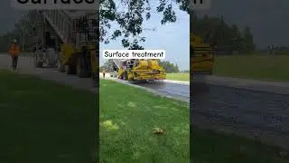 Tar and chip surface treatment. 🚧🚜#construction #roadconstruction #surfacetreatment