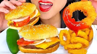 ASMR DOUBLE CHEESEBURGER & ONION RINGS MUKBANG | EATING SOUNDS | EATING SHOW | ASMR Phan