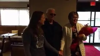 John Rosiak (64) meets his sister Gail Rasmussen (71) for the first time