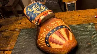 How to make a LEATHER cover for a custom motorcycle. EASY RIDER design.
