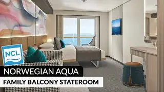 Norwegian Aqua | Family Balcony Stateroom Tour & Review | 4K