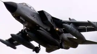 Tornado ECR near bird strike on landing - RIAT 2017 arrivals