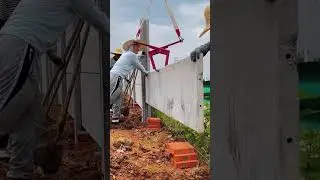 Long concrete wall making process #construction