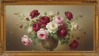 Vintage Gold Picture Frame Roses 🌹 | 4K Framed Floral TV Art Screensaver – 1 Hours | 4K Ultra HD