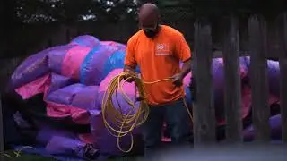 8:30pm pick up - Purplish bounce house