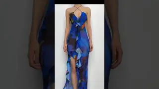 Cross front backless sheer mesh see through slitcontrast print maxi dress❤️#halibuyfashion #halibuy
