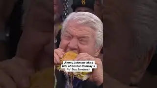 Jimmy Johnson takes a bite of Gordon Ramsay's Sandwich 🥪 😋 #NFLonFOX #SuperBowlLIX