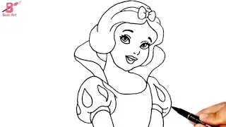 رسم اميرات ديزني | رسم سنو وايت بياض الثلج | تعلم كيف ترسم سنو وايت خطوة بخطوة للمبتدئين