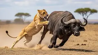 Lion vs Buffalo | Jungle&rsquo;s Deadly Predator-Prey Battle | lion hunting buffalos
