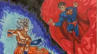 Drawing Goku Vs Superman Part 3 | #shorts #goku #dragonballsuper #superman #comic #drawing