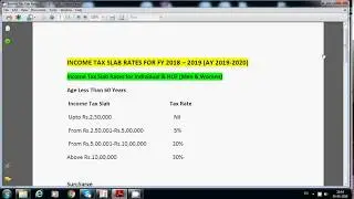 INCOME TAX SLAB RATES FY 2018 19 | IT Slab Rates For Financial Year 2018-2019