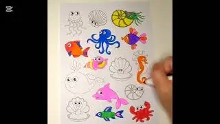 Coloring Sea Creatures with Crayola Markers | Ocean Animals Coloring Fun