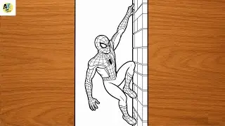 Spider-Man Drawing Easy | How to Draw Spider-Man Climbing Wall Step by Step