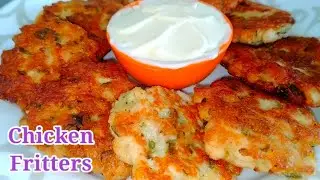 Chicken Fritters Recipe || How to make Cheese Chicken Fritters