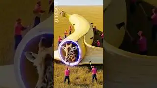 Lumberjacks Rescue a Giraffe Trapped Inside a Banana Log 🍌🦒