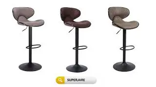 Bellatier Mid-Century Modern Adjustable Height Curved Bar Stool