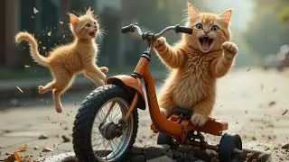 Mama Cat Takes Care of Kitten After a Bike Fall &ndash; Mama Cat Helps Her Kitten Feel Safe Again