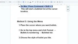 How to add bullet points in Google Docs ? #googledoc #howto #howtovideo