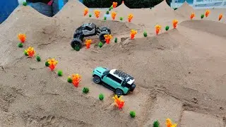Rc Car Hilux Defender😀 Jeep Crawler Mitsubishi climbing a difficult mountain #rc #rccar #jcb