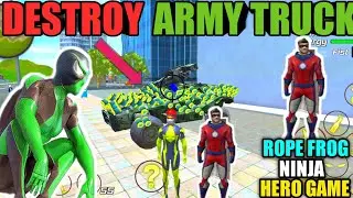 Can We Destroy Army Truck With Sticky Rocket In Rope Frog Ninja Hero