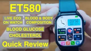 Умные часы ET580 AMOLED BT Call IP68 с функцией отслеживания ЭКГ/ЧСС/АД/ВСР/глюкозы/липидов/темпе...