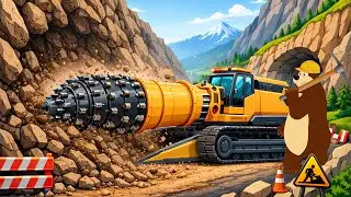 Bear Operates a Tunnel Boring Machine 🐻⛏️ | Powerful Mountain Rock Drilling | Big Garage