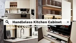 Modern Minimalist Beige Handleless Kitchen Cabinets for Sale