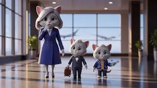 mama Cat Family Travels Airport & Airplane Adventure Story
