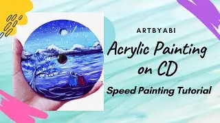 ACRYLIC PAINTING ON CD | SPEED PAINTING TUTORIAL #Acrylicpainting #DIY