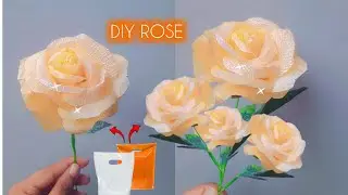 😍You'll Never Buy it Again 💸🌼 DIY Plastic Bag Roses: Creative Flower Making with Waste Shopping Bags
