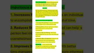 Time management and it's importance