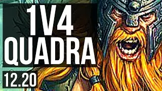 OLAF vs FIORA (TOP) | 1v4 Quadra, 15 solo kills, Legendary, 20/3/2 | KR Diamond | 12.20