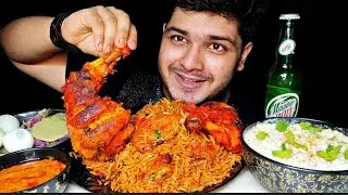 CHICKEN BIRYANI WITH SPICY TANDOORI LEG PIECE WITH EGGS | EATING SHOW | INDIAN MUKBANG | FOOD EATING