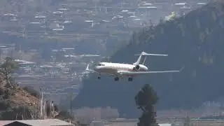 VistaJet Bombardier Global 6000 (9H-VJN) Challenging Approach & Landing at Paro