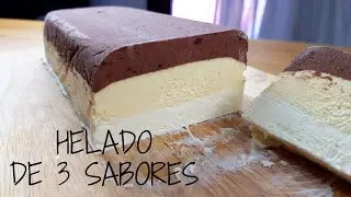 Como hacer Helado de 3 SABORES muy fácil y rápido de preparar. Torta helada de sabores diferentes