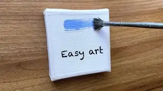 Red flower on a foggy field acrylic painting tutorial on tiny canvas