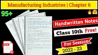 Manufacturing industries class 10 geography notes || Geography chapter 6 notes with PDF