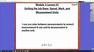 Module 1 Lesson 21  Getting the Job Done  Speed, Work, and Measurement Units