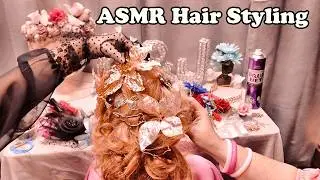 ASMR Hairstyling with Flowers, Accessories, & Hair Spray | No Talking, Bracelets