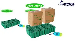 Biodegradable Dog Waste Bags,  Bulk roll, Guaranteed Leak-Proof + Free Bone Dispenser