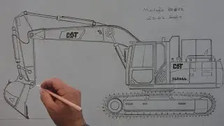 Caterpillar excavator drawing (Caterpillar ekskavat&ouml;r &ccedil;izdim)