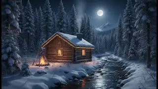 AD FREE Christmas Music Classics Radio Snowy Mountain Winter Cabin River Background Screensaver