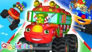 Wheels On The Monster Truck | Merry Christmas | Nursery Rhymes - Go Super Trucks
