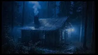 Heavy Rain on a Cozy Cabin Deck | Forest Night Sounds for Sleep