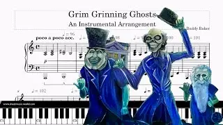 Grim Grinning Ghosts - Buddy Baker - Halloween (Piano Tutorial Grim Grinning Ghosts, Sheets Score)