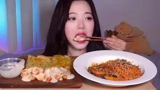 마라샹궈에 이거 제발 먹어주세요 🙏 마라샹궈 불닭볶음면 레몬크림새우 납작만두 Ma La Xiang Guo + Buldak, Lemon Cream Shrimp Mukbang ASMR