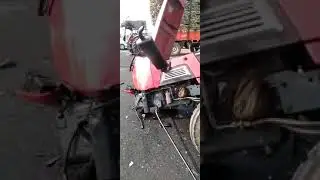 Road accident up tractor trolley