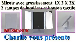 Miroir avec grossissement et 2 rampes de lumi&egrave;res avec bouton tactile BELSMANUK