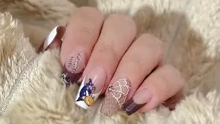 Relaxing ASMR Nail Art 🎃 Halloween Nails Gel Nails with French tips | Tutorial