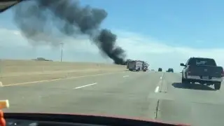 interstate 696 car fire near detroit zoo
